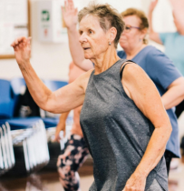 Elderly Woman in an Exercise Class